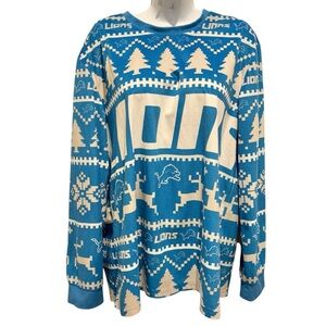 NFL TEAM APPAREL DETROIT LIONS Ugly Christmas Holidays Sweater Top Large
